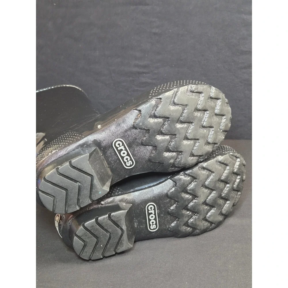 Crocs RainFloe Tall Rain Boots Black Glossy‎ Waterproof Rubber Womens 7 202198
